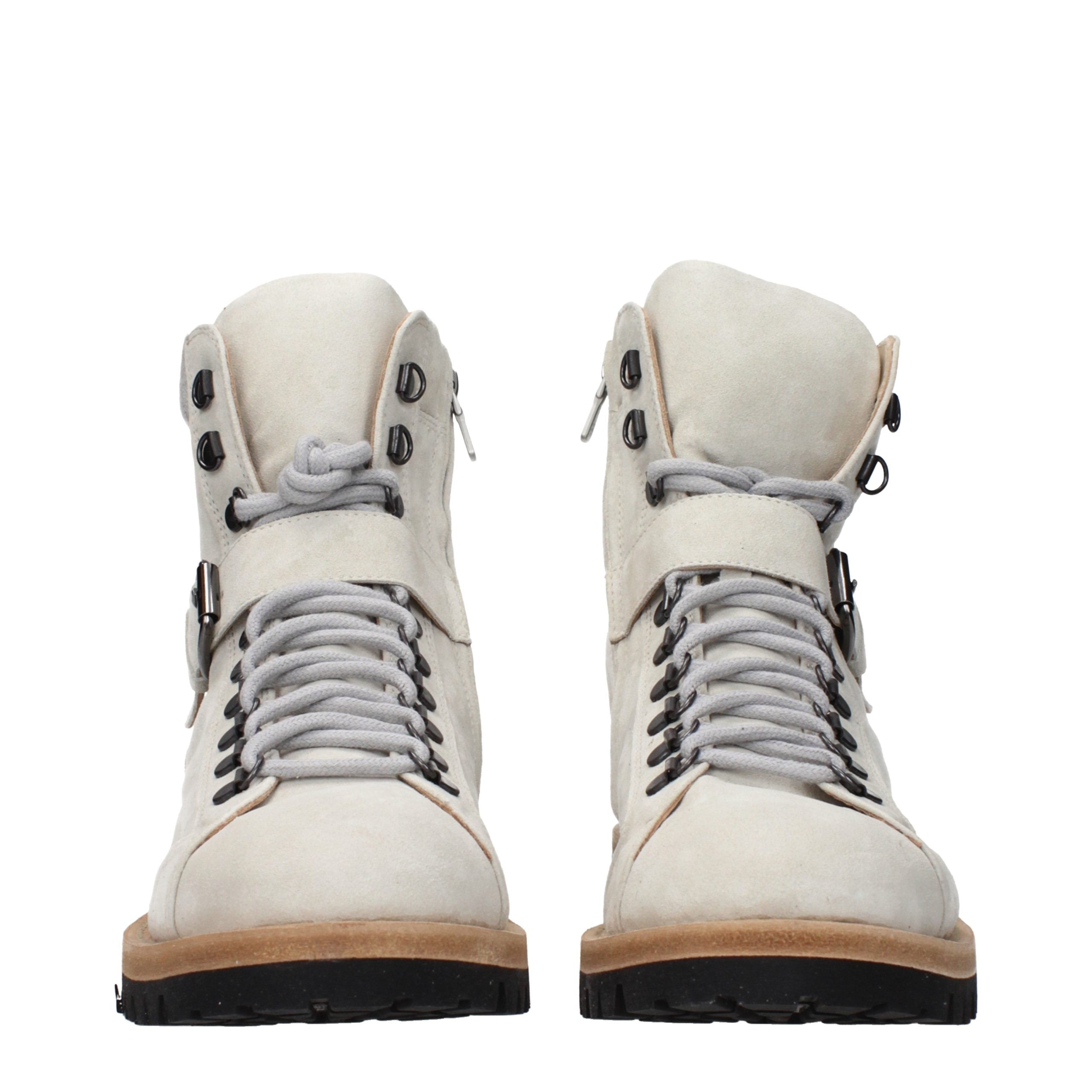 Eleventy Gray Leather Ankle Boots