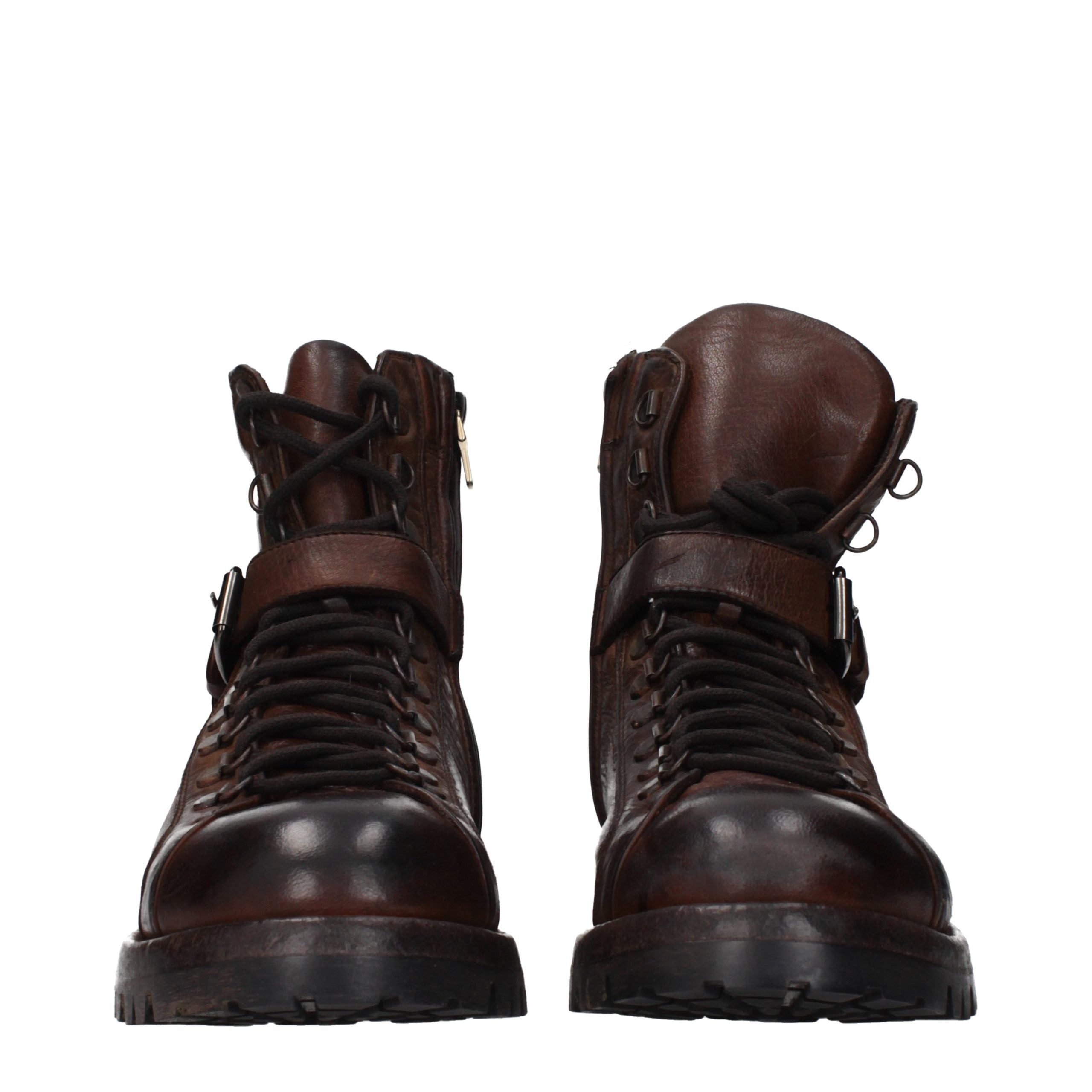 Eleventy Brown Leather Ankle Boots