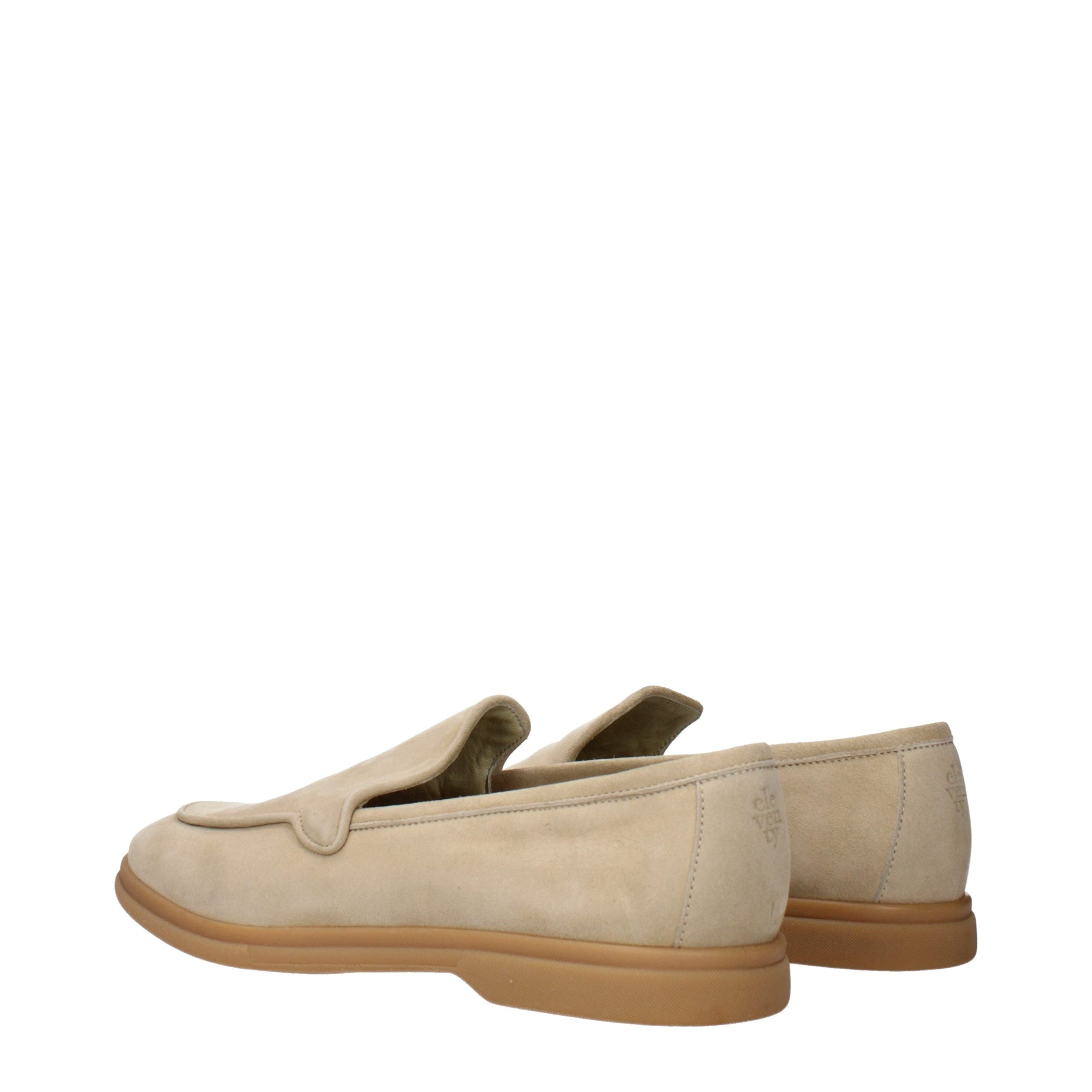 Eleventy Beige Leather Slip-On Loafers