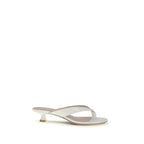 Stuart Weitzman White Calf Leather Bos Taurus Flat Sandals