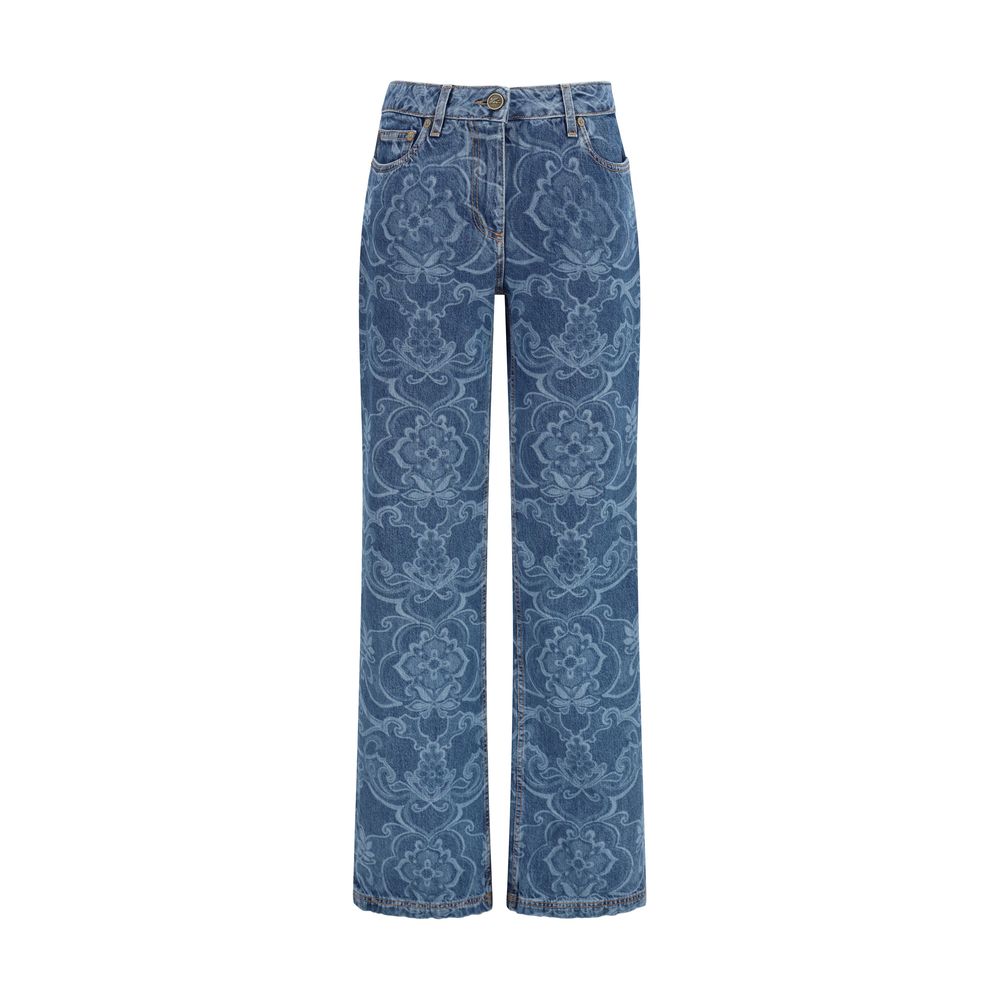 Etro Blue Cotton Flared Jeans