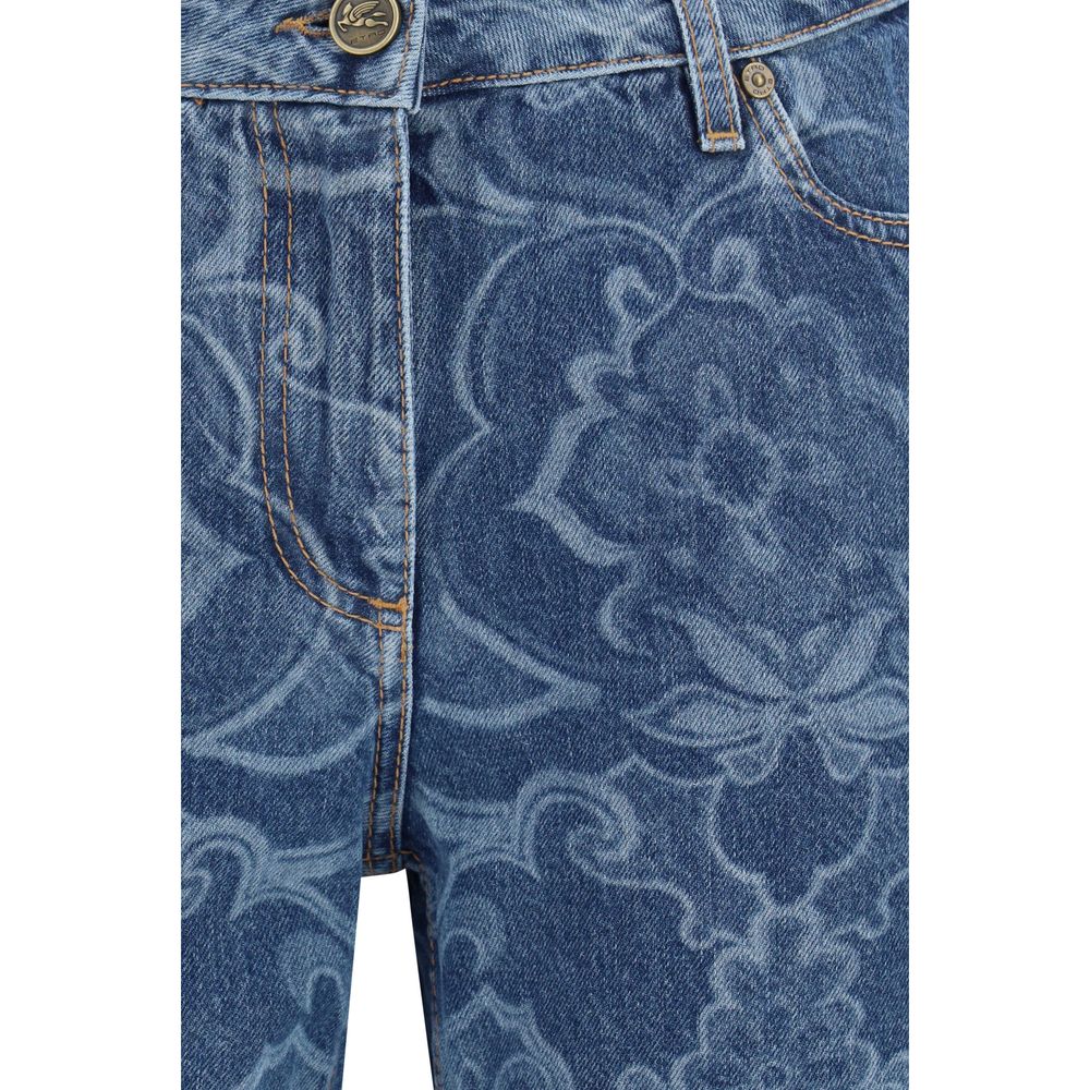 Etro Blue Cotton Flared Jeans