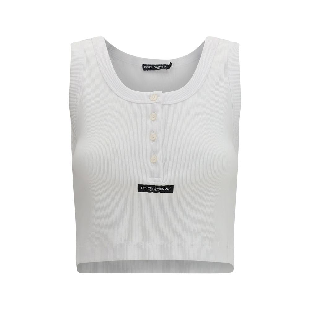 Dolce & Gabbana White Cotton Tank Tops