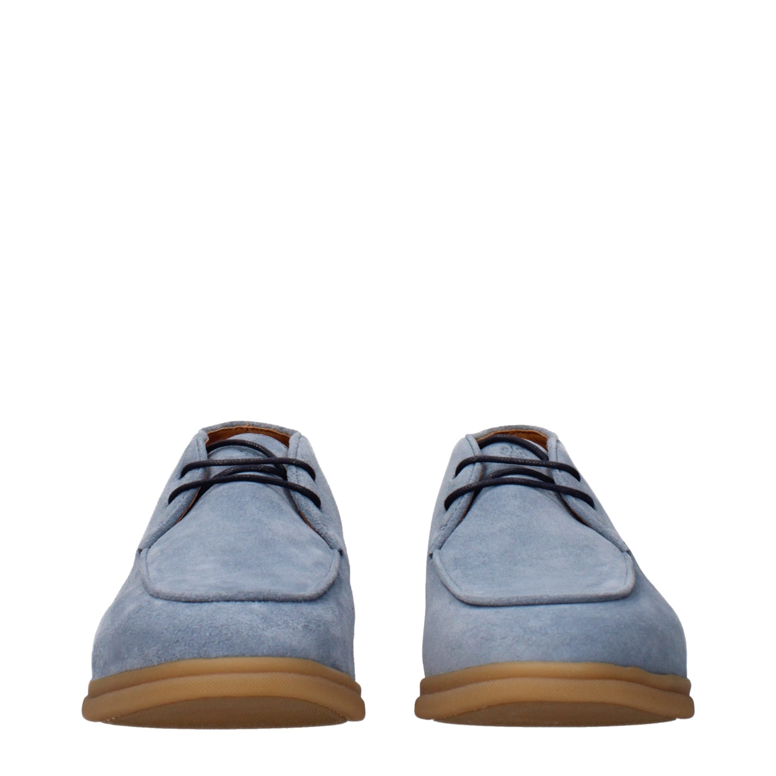 Eleventy Light Blue Leather Ankle Boots