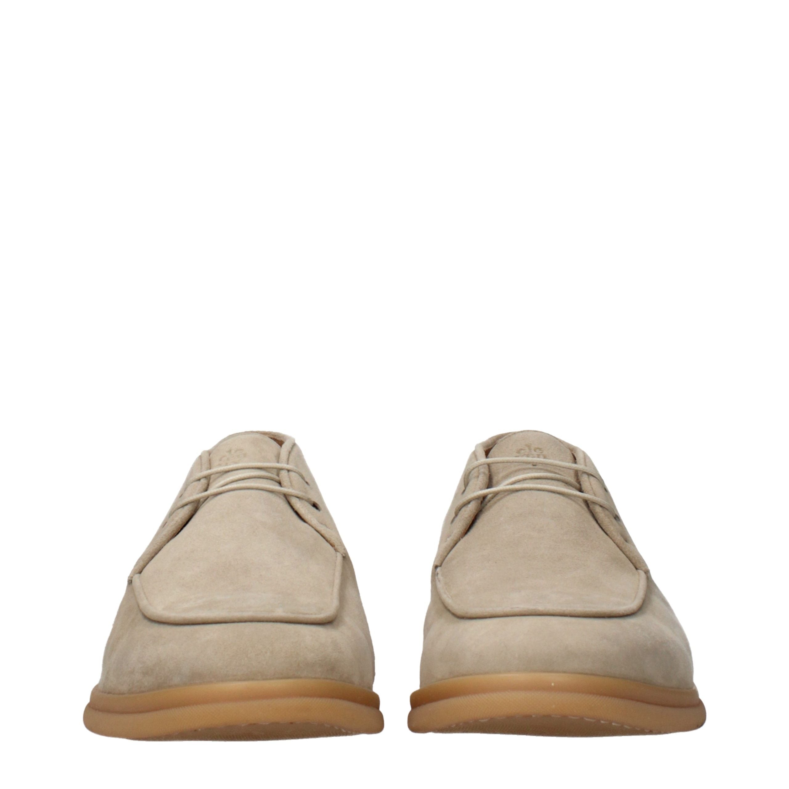 Eleventy Beige Leather Lace-Up Boots