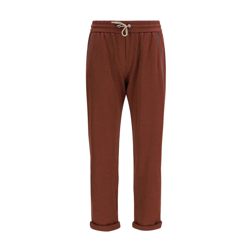 Brunello Cucinelli Bordeaux Cotton Casual Pants
