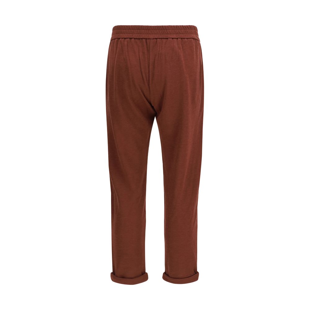 Brunello Cucinelli Bordeaux Cotton Casual Pants