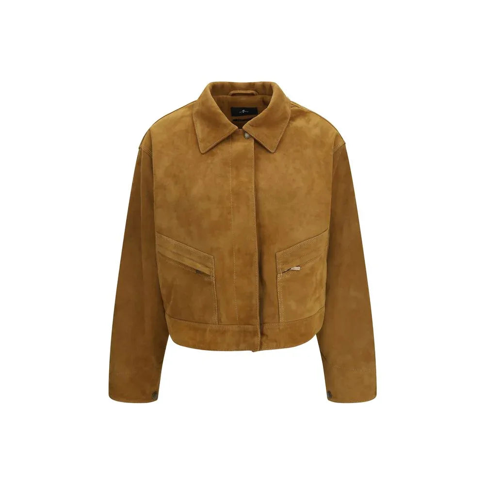 7FOR Beige Suede Leather Coat - Zeiniez