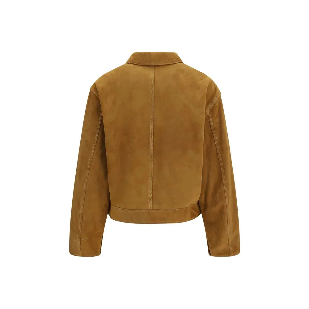 7FOR Beige Suede Leather Coat - Zeiniez