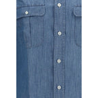 Finamore Blue Cotton Dress Shirt