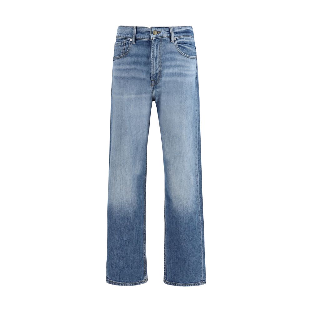 7FOR Blue Cotton Straight-Leg Jeans