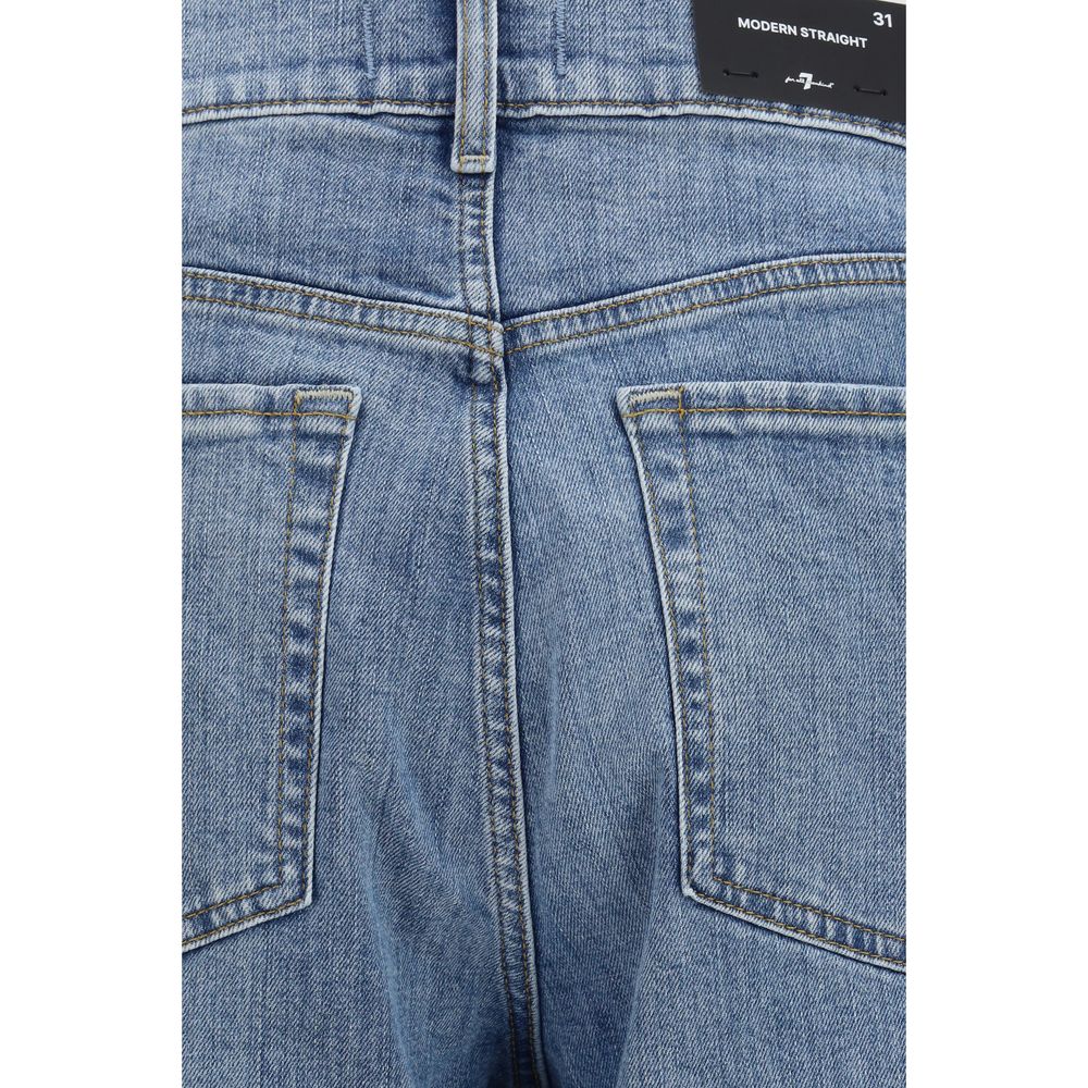 7FOR Blue Cotton Straight-Leg Jeans