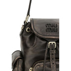 Miu Miu Brown Calf Leather Bos Taurus Backpack