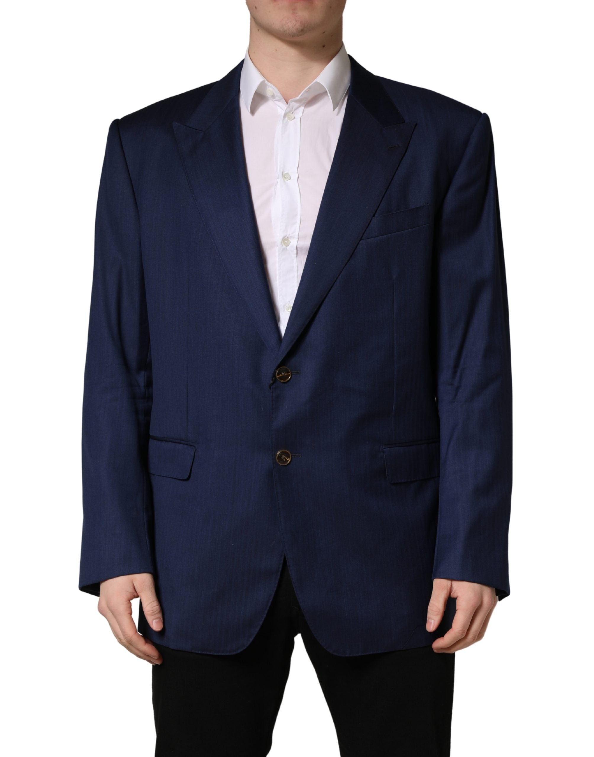Dolce & Gabbana Blue Single Breasted 2 Button Suit Jacket