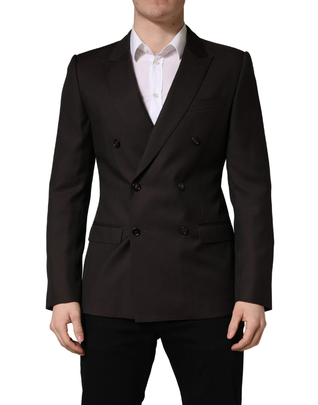 Dolce & Gabbana Dark Violet Wool Double Breasted Suit Jacket