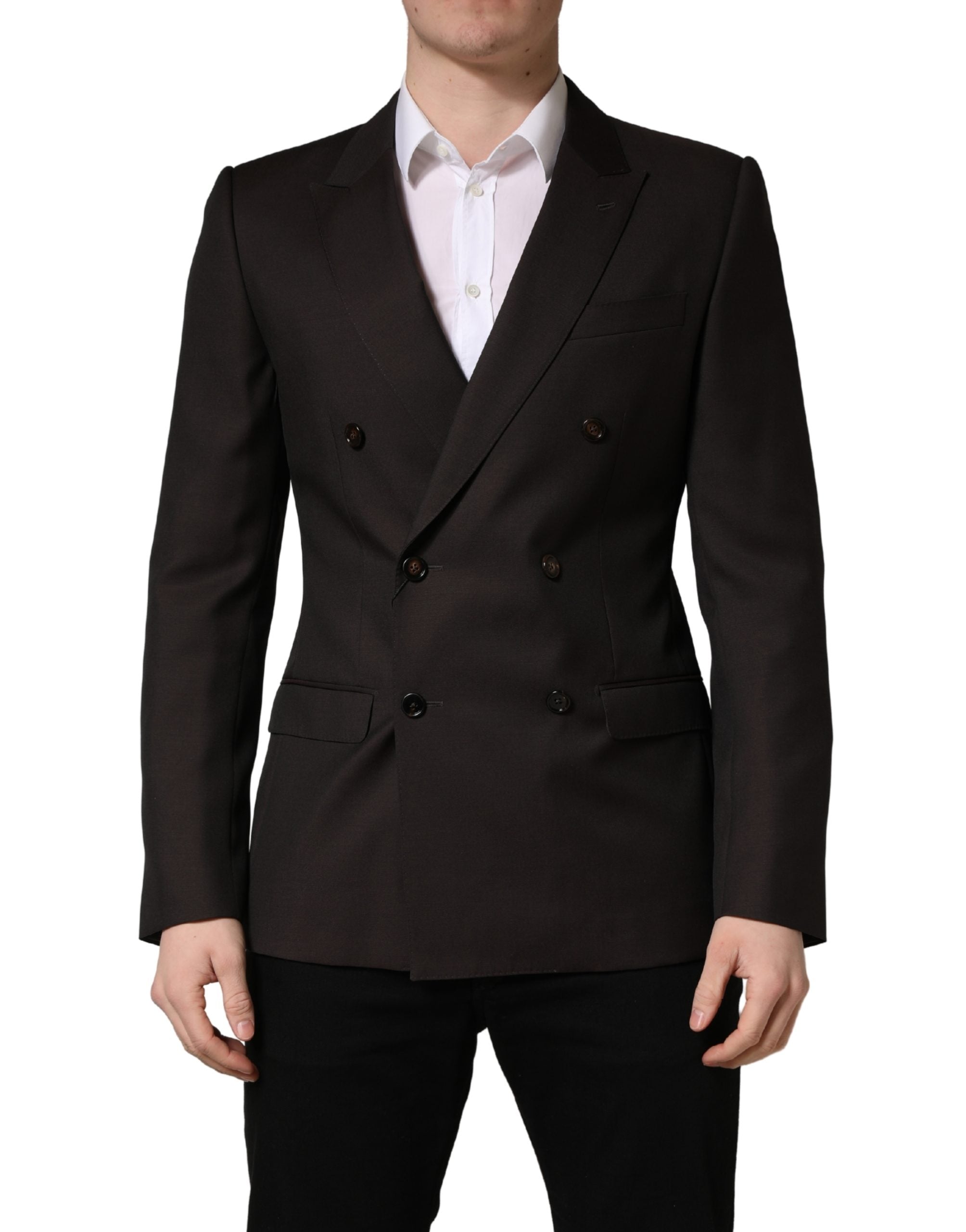 Dolce & Gabbana Dark Violet Wool Double Breasted Suit Jacket