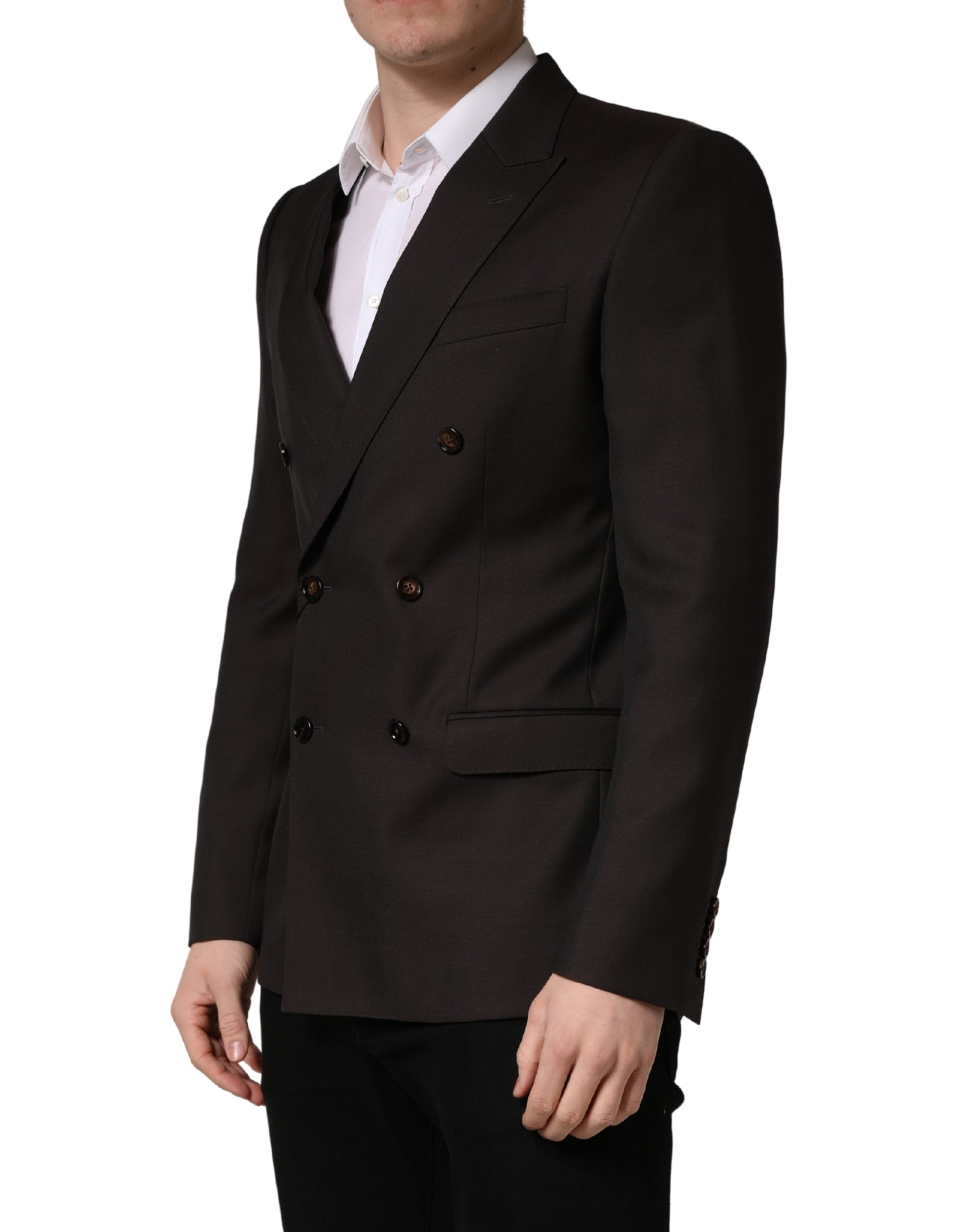 Dolce & Gabbana Dark Violet Wool Double Breasted Suit Jacket