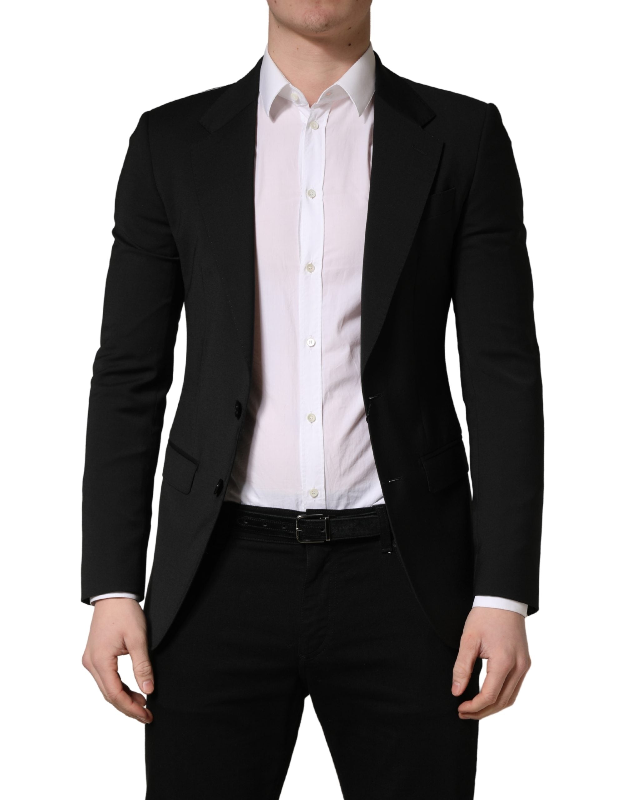 Dolce & Gabbana Black Polyester 2 Buttons Men Suit Jacket