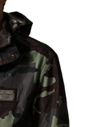 Dolce & Gabbana Multicolor Camouflage Hooded Bomber Jacket