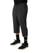 Dolce & Gabbana Dark Gray Wool Cropped Chino Trouser Pants