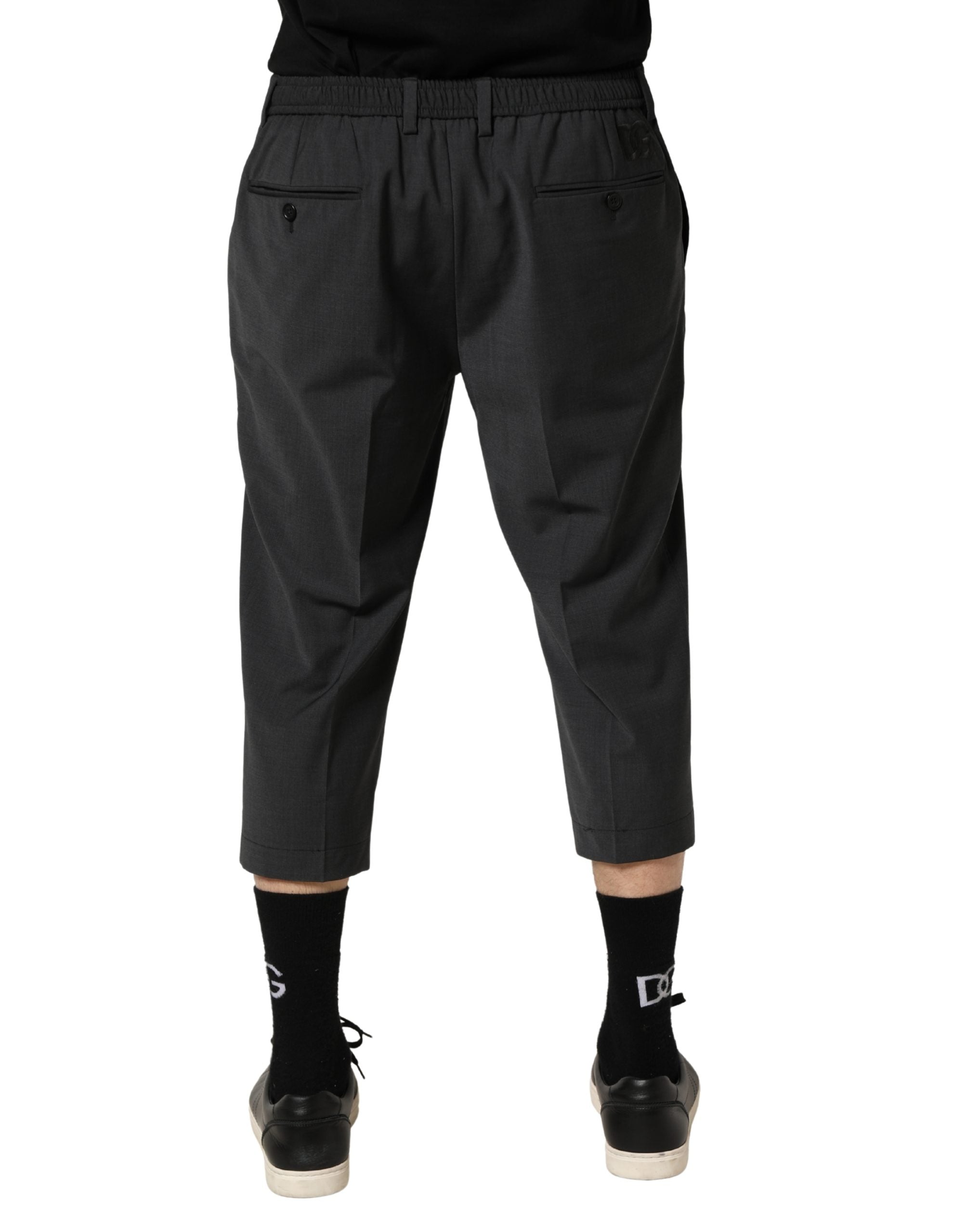 Dolce & Gabbana Dark Gray Wool Cropped Chino Trouser Pants