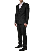 Dolce & Gabbana Black Wool Slim Fit Formal 3 Piece Men Suit