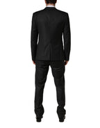 Dolce & Gabbana Black Wool Slim Fit Formal 3 Piece Men Suit