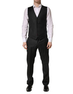 Dolce & Gabbana Black Wool Slim Fit Formal 3 Piece Men Suit