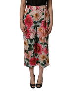 Dolce & Gabbana Multicolor Floral High Waist Cropped Pants