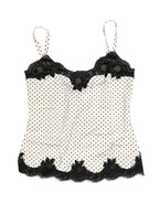 Dolce & Gabbana White Polka Dot Lace-Trimmed Camisole Top Underwear