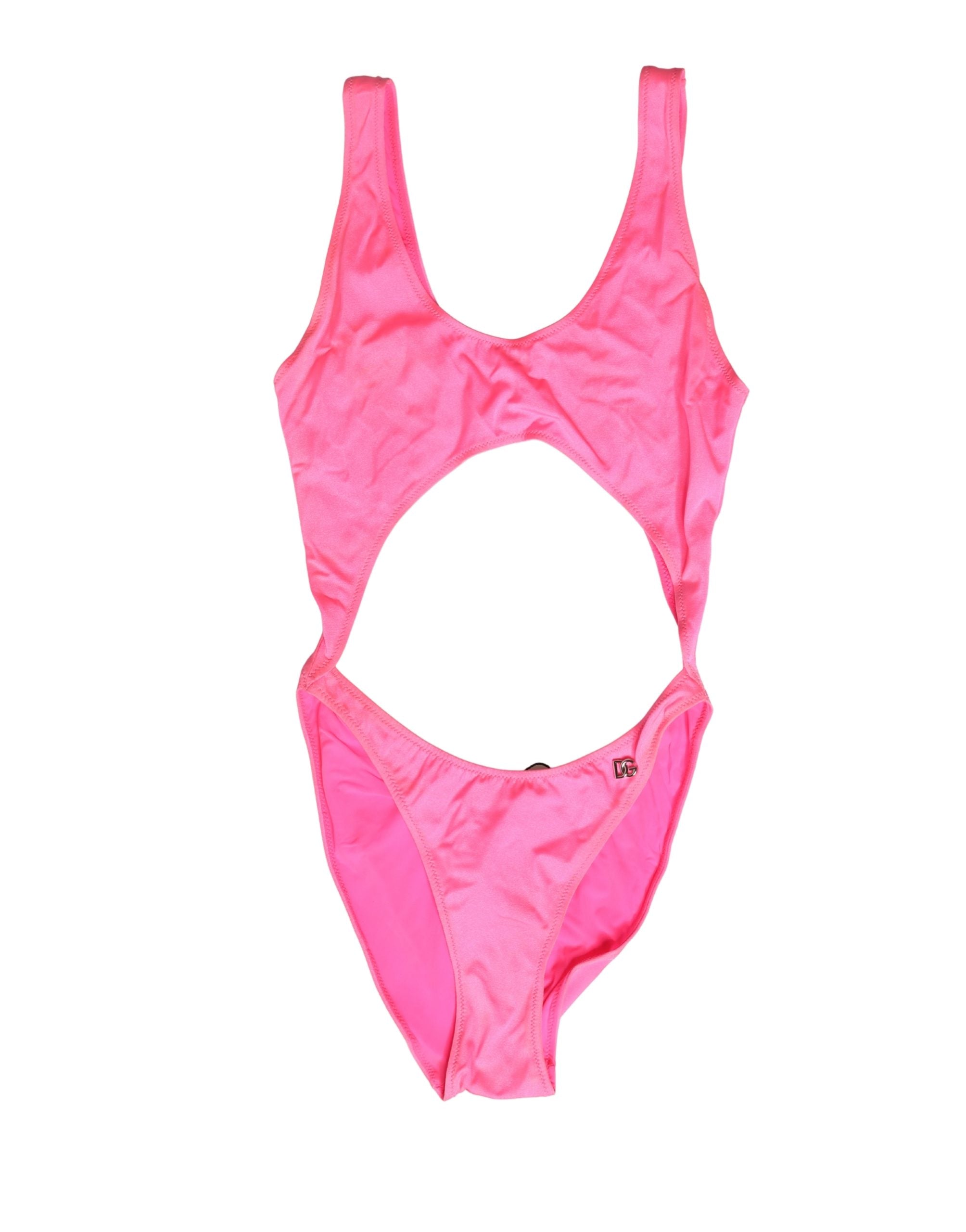 Dolce & Gabbana Pink Cut-Out High Leg One Piece Swimsuit Swimwear