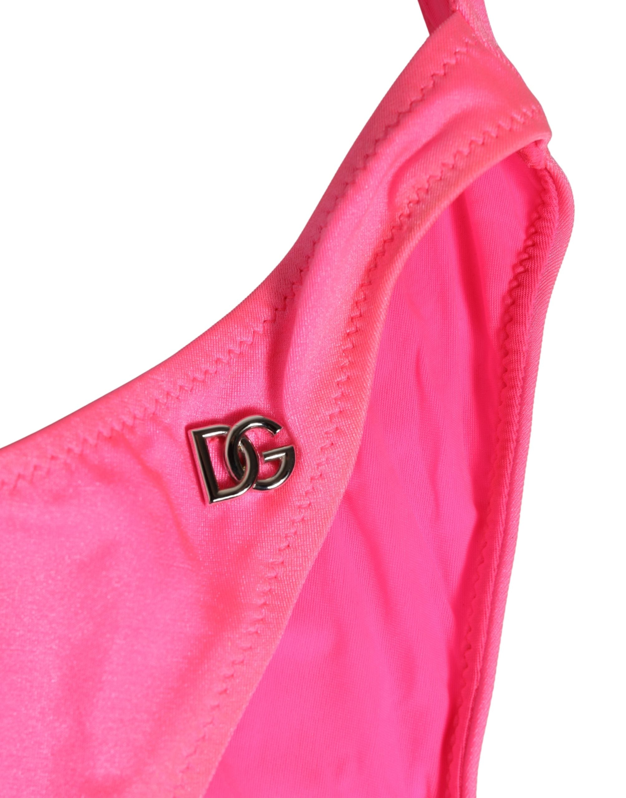 Dolce & Gabbana Pink Cut-Out High Leg One Piece Swimsuit Swimwear