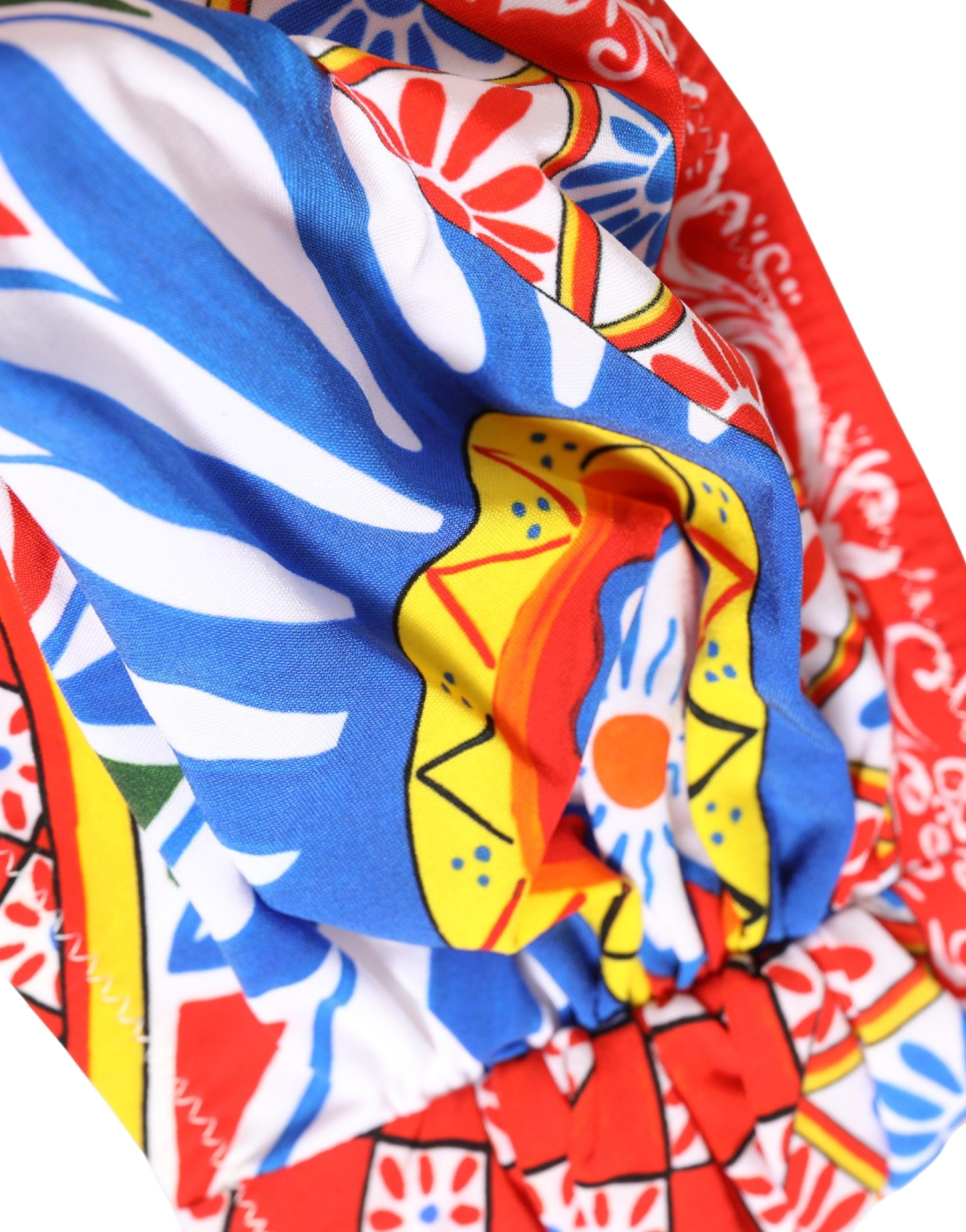 Dolce & Gabbana Multicolor Carretto Bandeau Swimsuit Top Swimwear