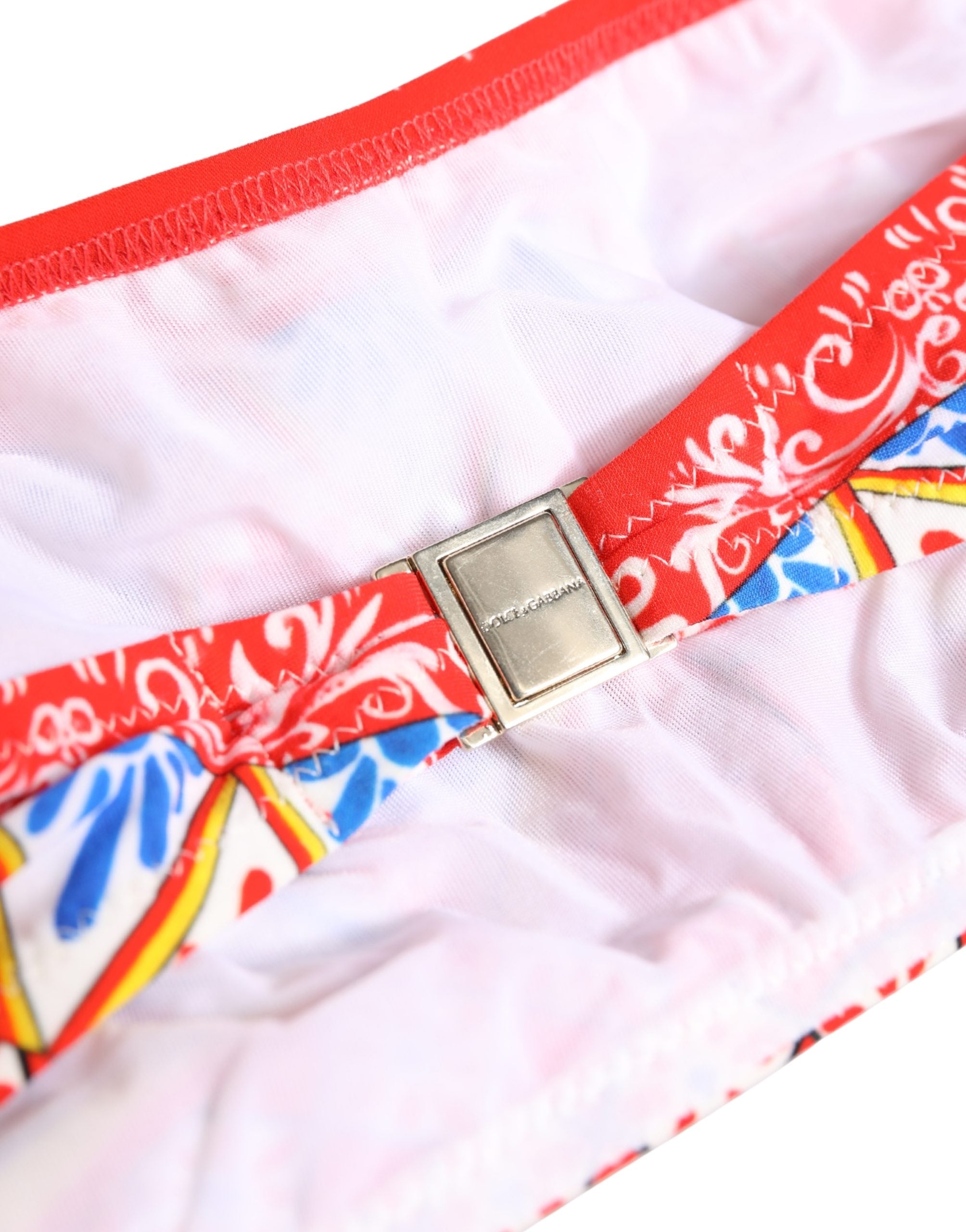 Dolce & Gabbana Multicolor Carretto Bandeau Swimsuit Top Swimwear