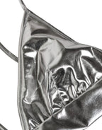 Dolce & Gabbana Metallic Silver Sleeveless Bustier Cropped Top