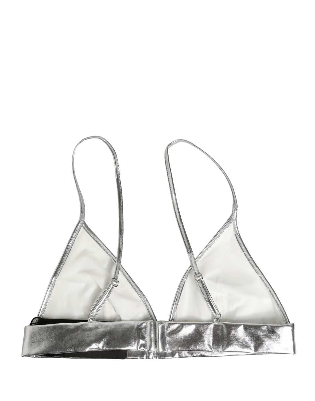 Dolce & Gabbana Metallic Silver Sleeveless Bustier Cropped Top