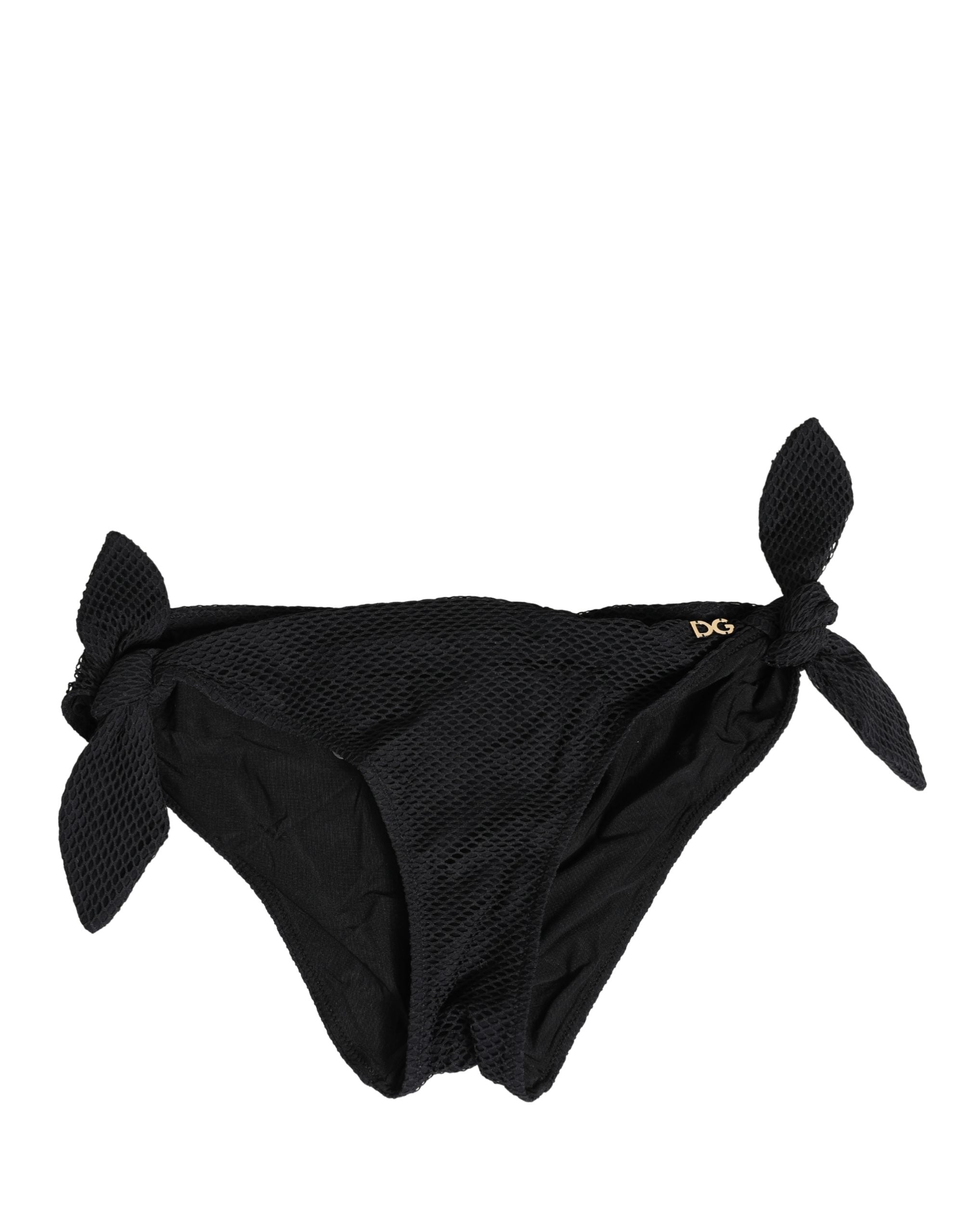 Dolce & Gabbana Swimwear Black Side-Tie Bikini Bottom DG Logo