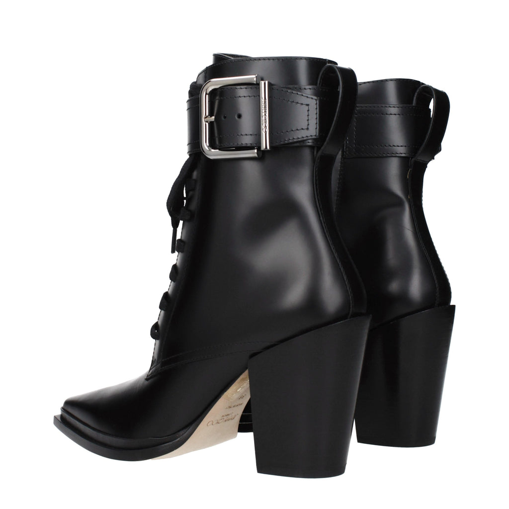 Jimmy Choo Black Leather Ankle Boots