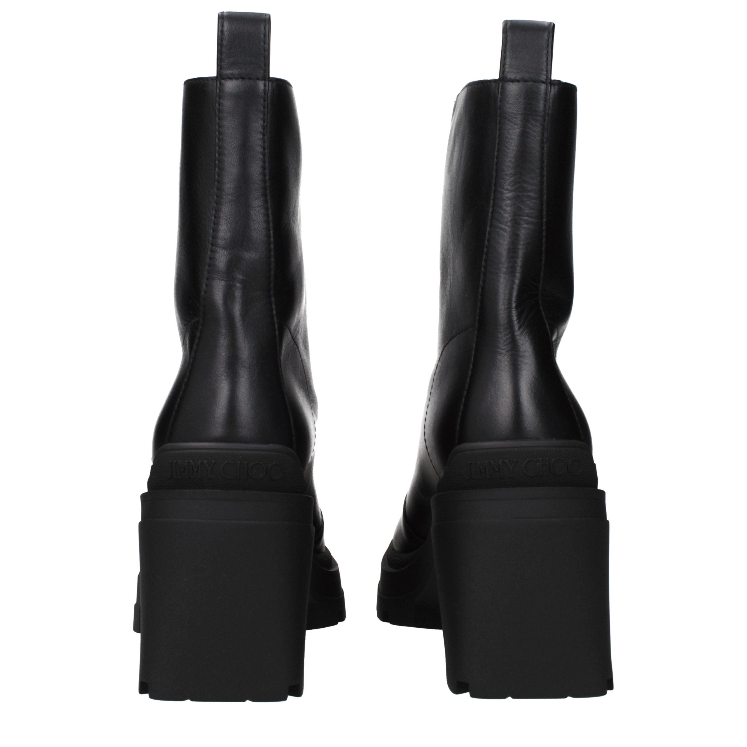 Jimmy Choo Black Leather Ankle Boots