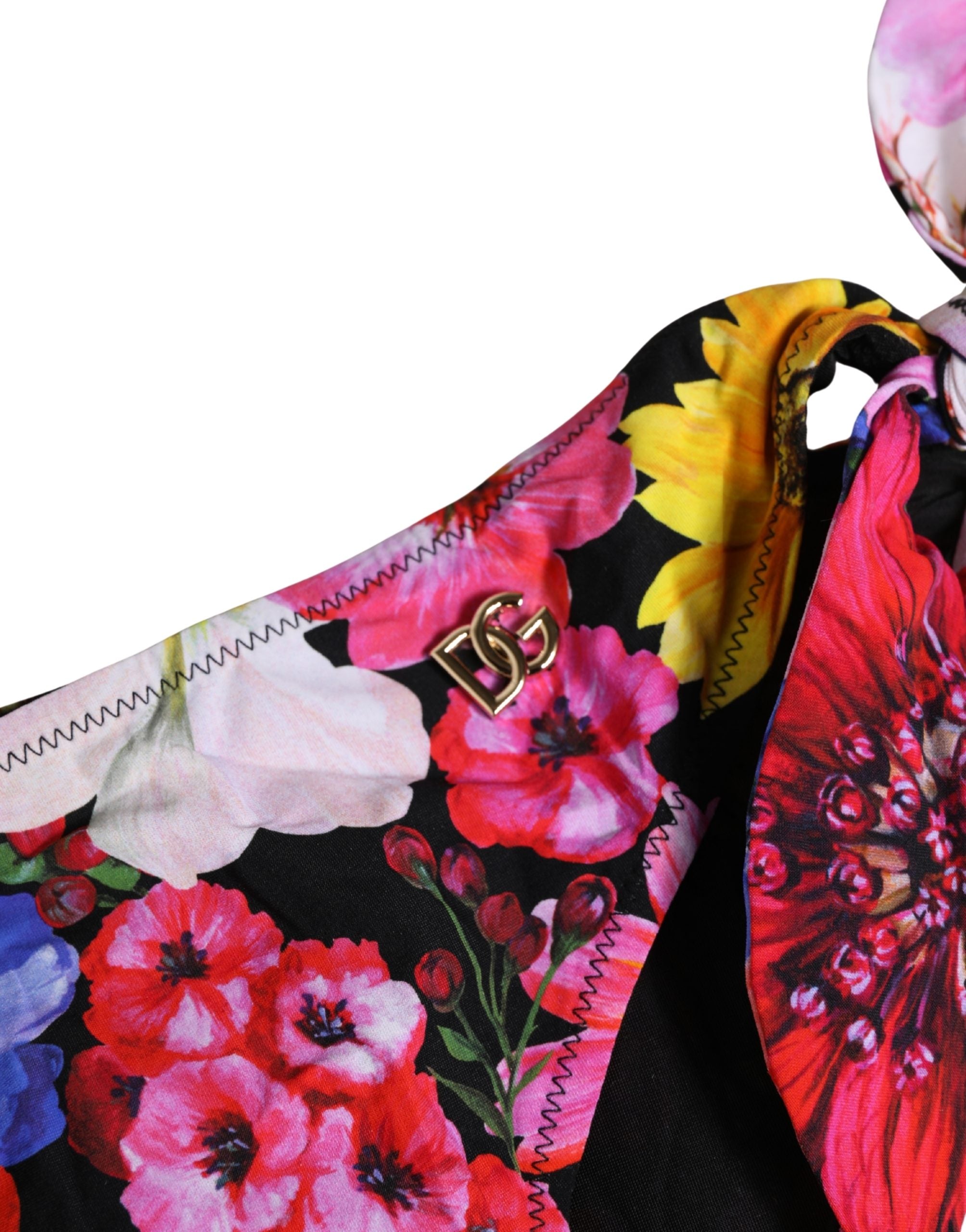 Dolce & Gabbana Black Floral Print Swimsuit Bikini Bottom Swimwear
