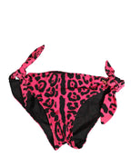 Dolce & Gabbana Pink Leopard Print Bikini Bottom Beachwear Swimwear