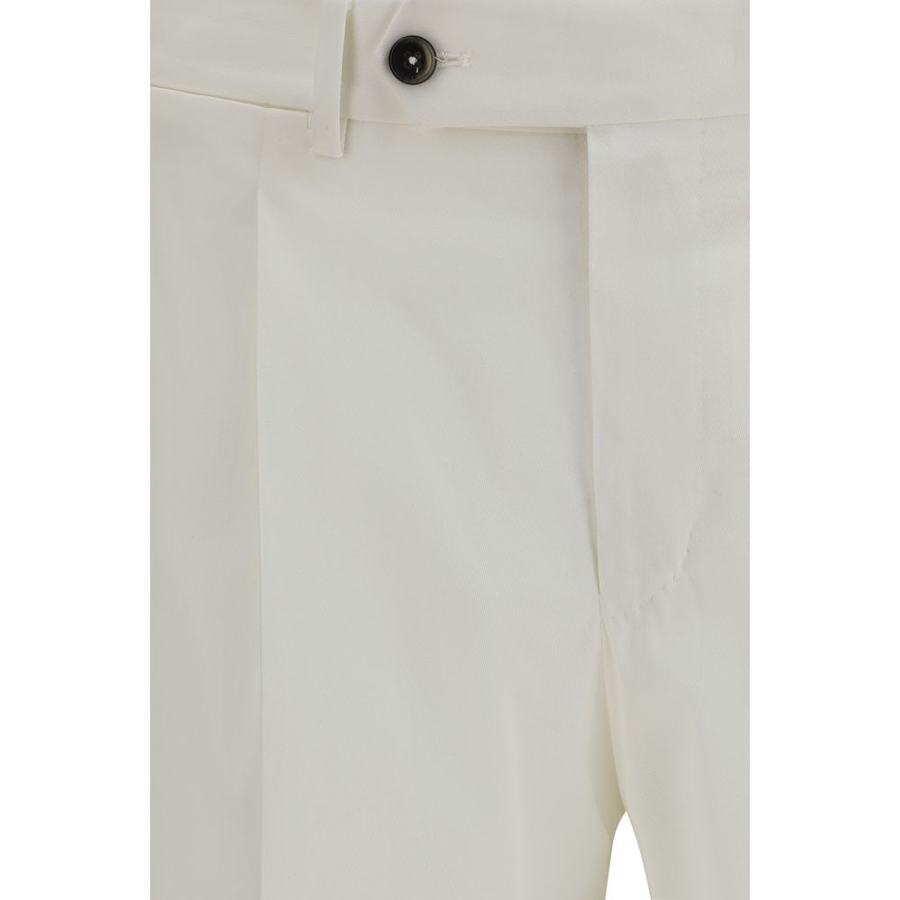 PT Torino White Cotton Casual Pants