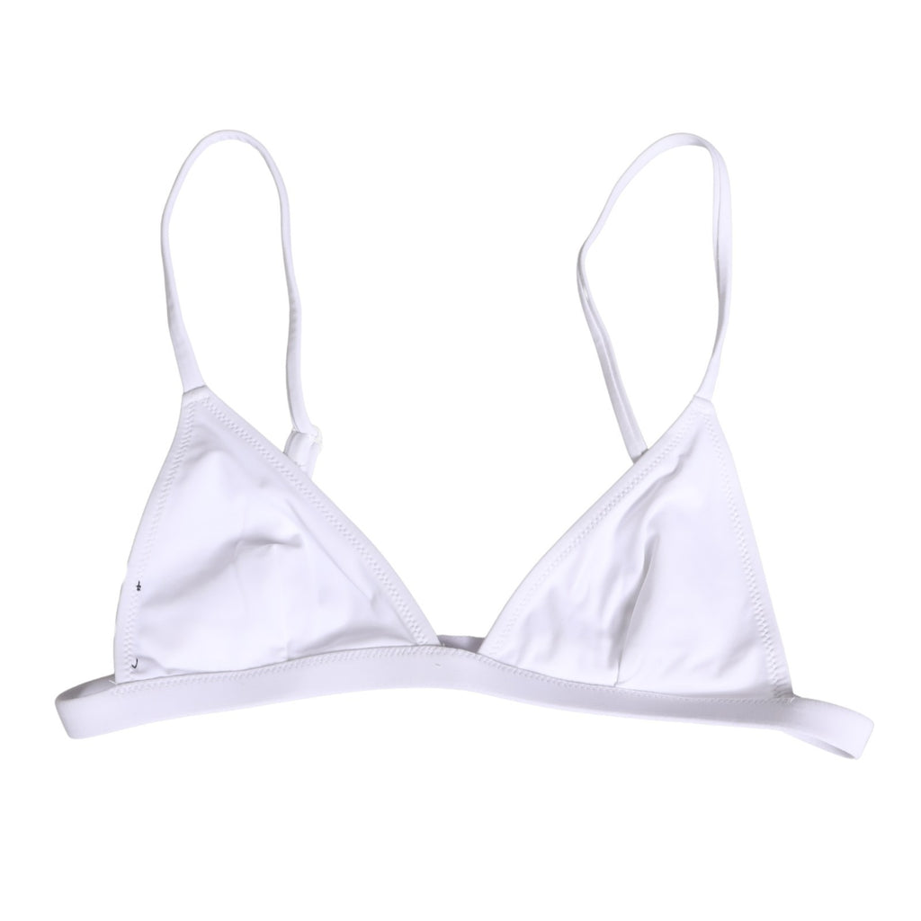 Dolce & Gabbana White Nylon Triangle Beachwear Bikini Top Swimwear