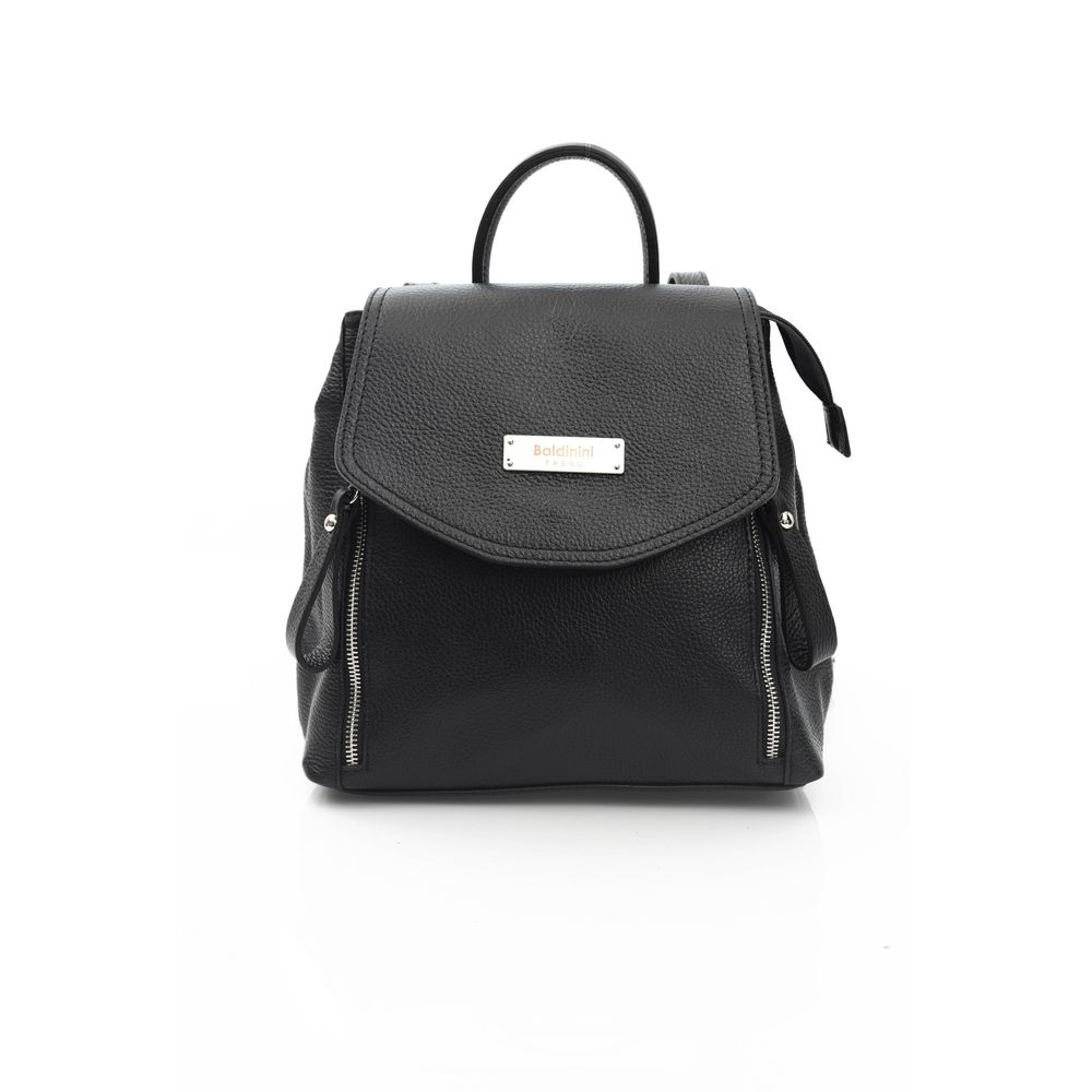 Baldinini Trend Black Cowhide Backpack