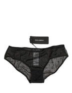 Dolce & Gabbana Black Sheer Mesh Lace Logo Brief Panty Underwear