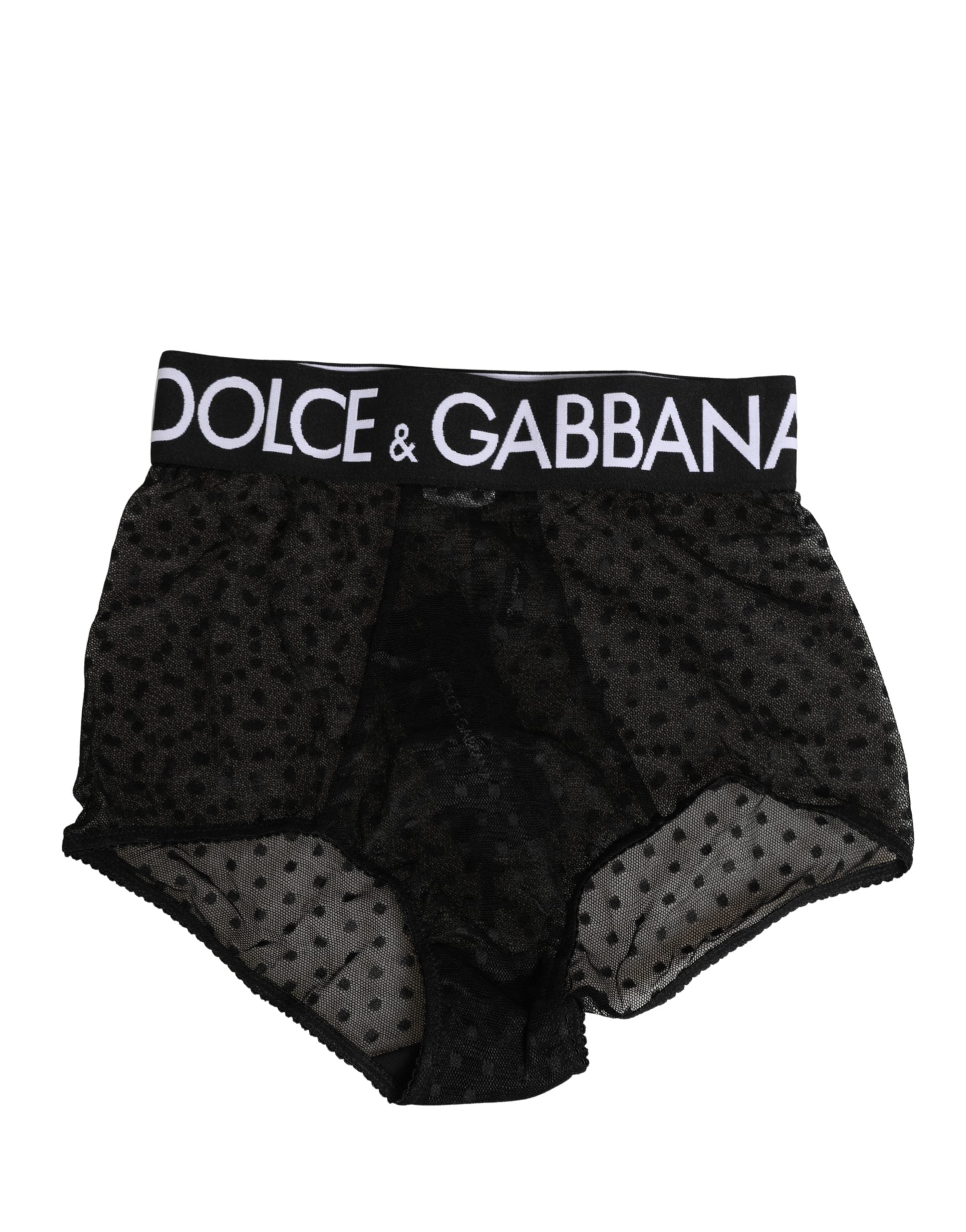 Dolce & Gabbana Black Logo Girdle High Waist Panty Underwear