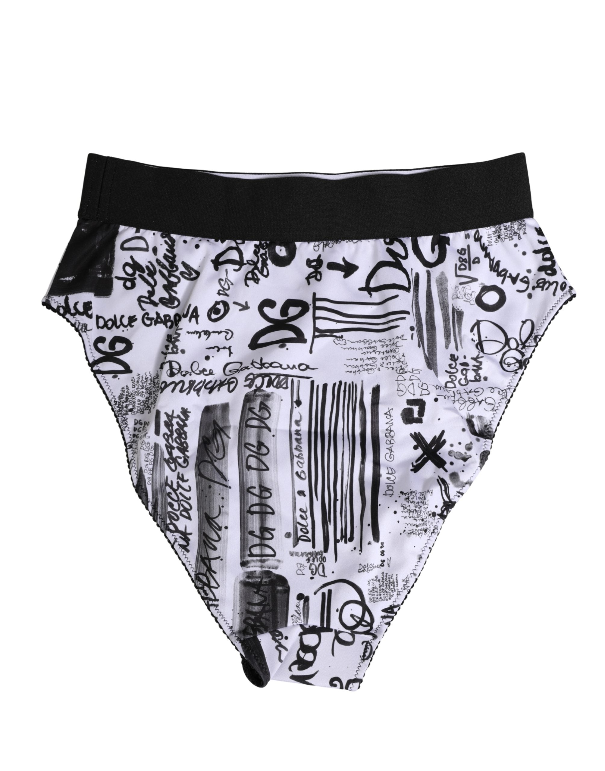 Dolce & Gabbana Black White Graphic Logo High Brief Underwear