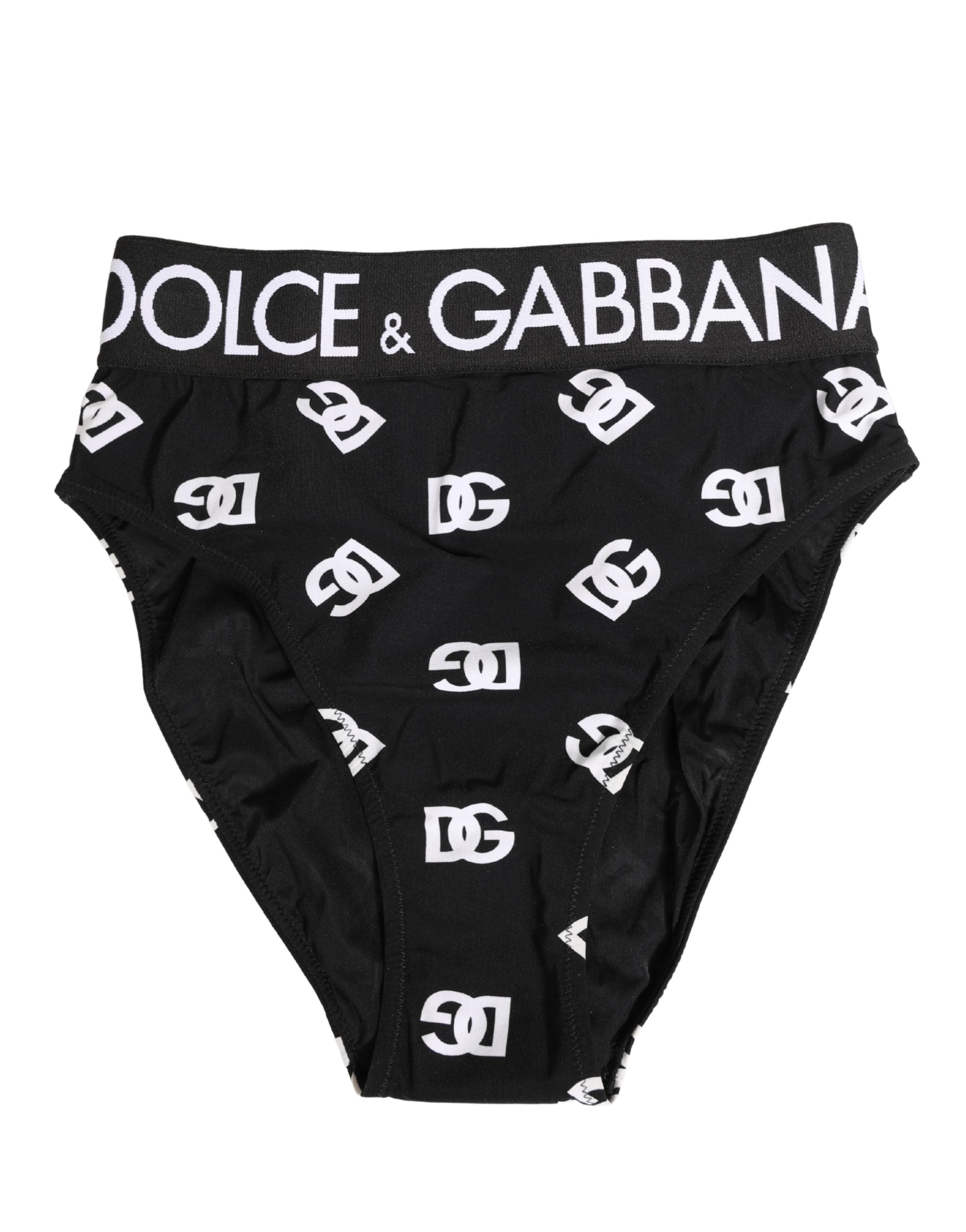 Dolce & Gabbana White Black Logo Waistband Midi Brief Underwear