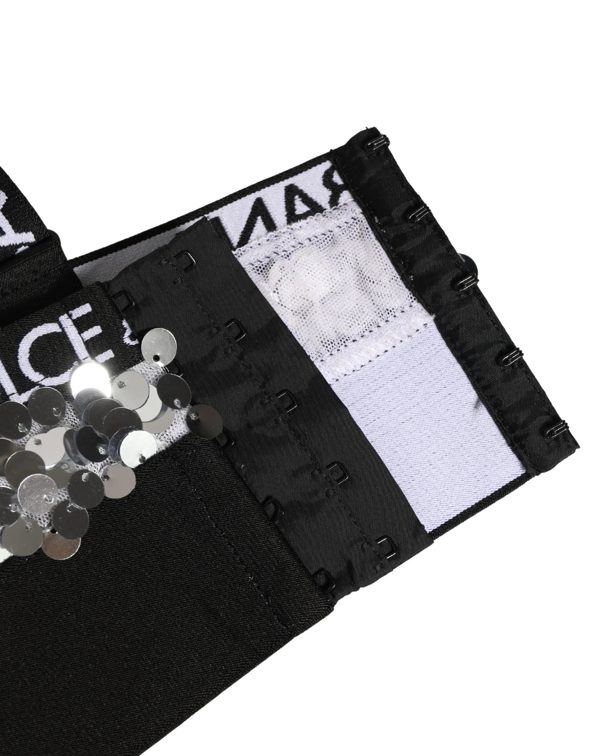 Dolce & Gabbana Silver Sequined Triangle Soft Cup Bra Underwear