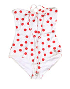 Dolce & Gabbana White Polka Dot One-Piece Swimsuit Swimwear